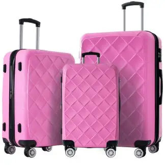 Pink 3 Piece Luggage Set - ABS Hard Shell with TSA Lock